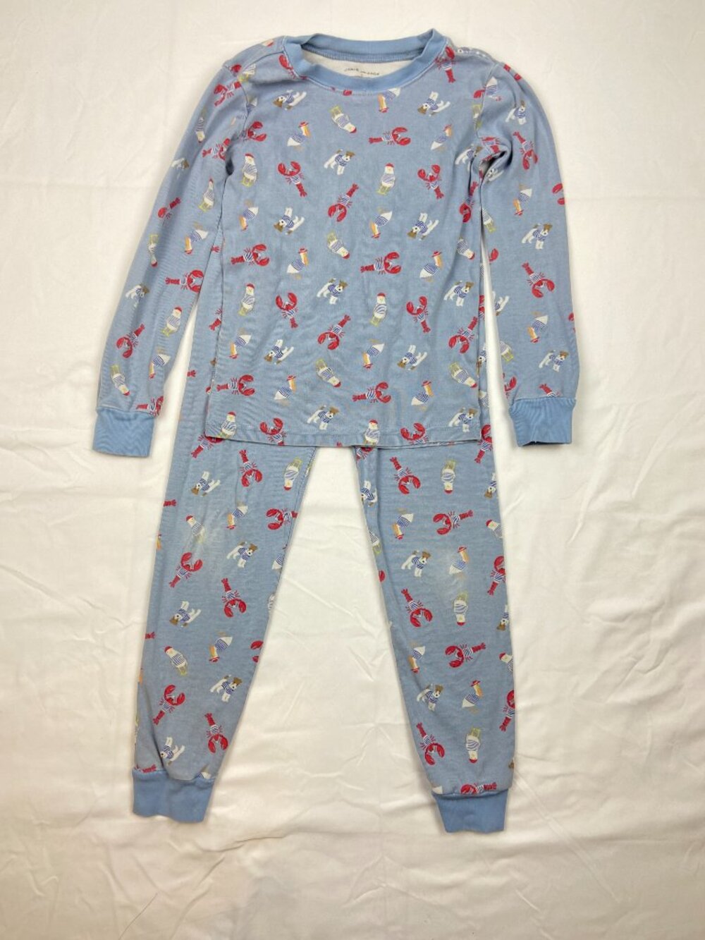 Janie & Jack Boys Blue Coastal Themed Pajamas Size 7 100% Cotton - Picture 6 of 9